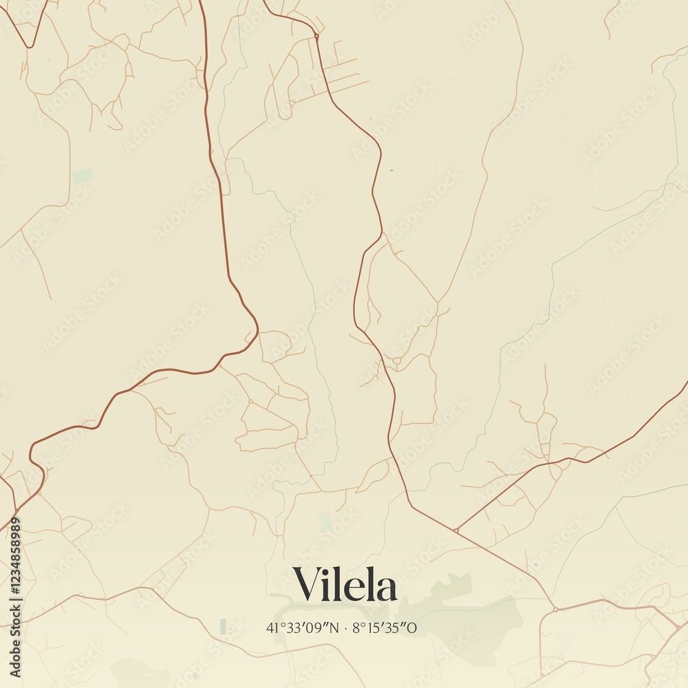 Naklejka premium Vintage map of Vilela, Portugal. 