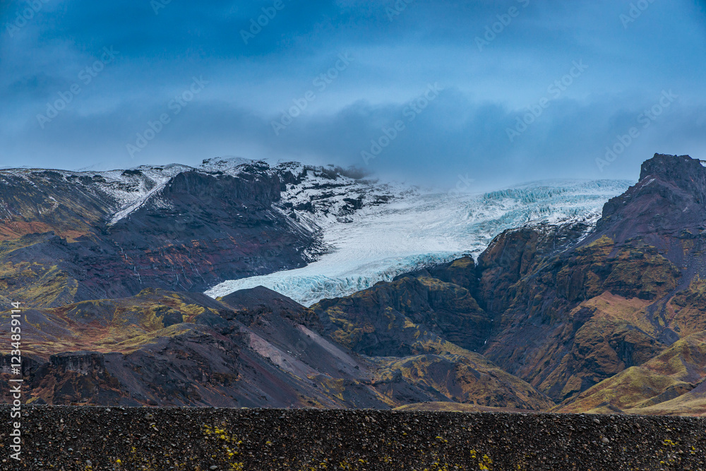 A glacier on the edge of Vatnajokull Glacier National Park in Iceland.