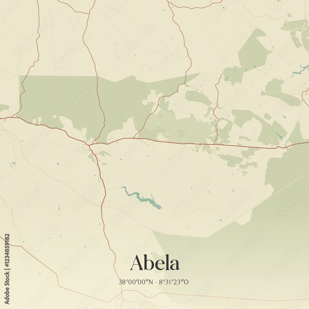 Fototapeta premium Vintage map of Abela, Portugal. 