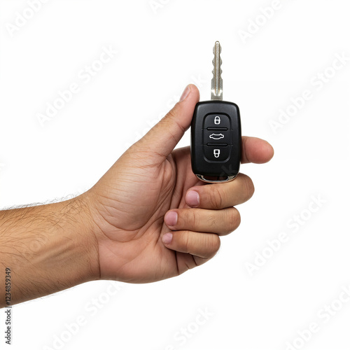 Wallpaper Mural Black key of a car in hand isolated on a white background. Car key Torontodigital.ca