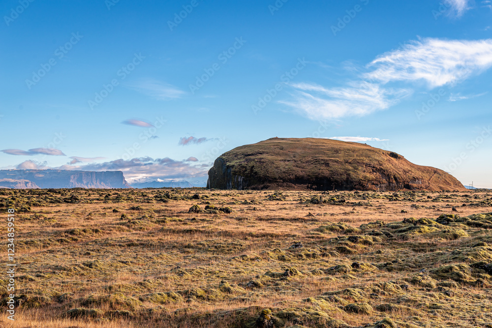 Landscape around Orustuholl (Battle Hill) in Iceland.