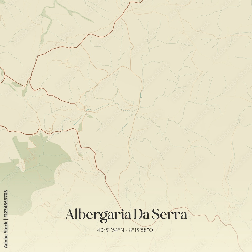 Obraz premium Vintage map of Albergaria Da Serra, Portugal. 