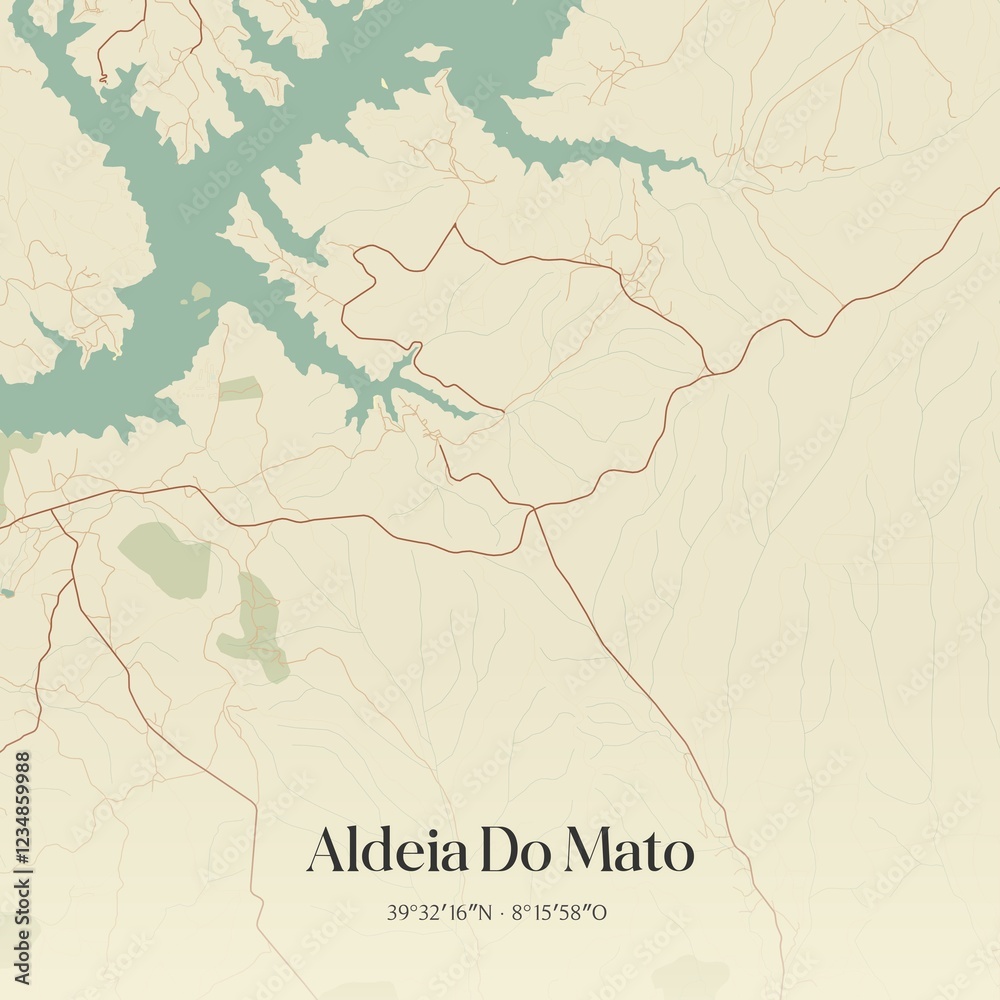 Fototapeta premium Vintage map of Aldeia Do Mato, Portugal. 