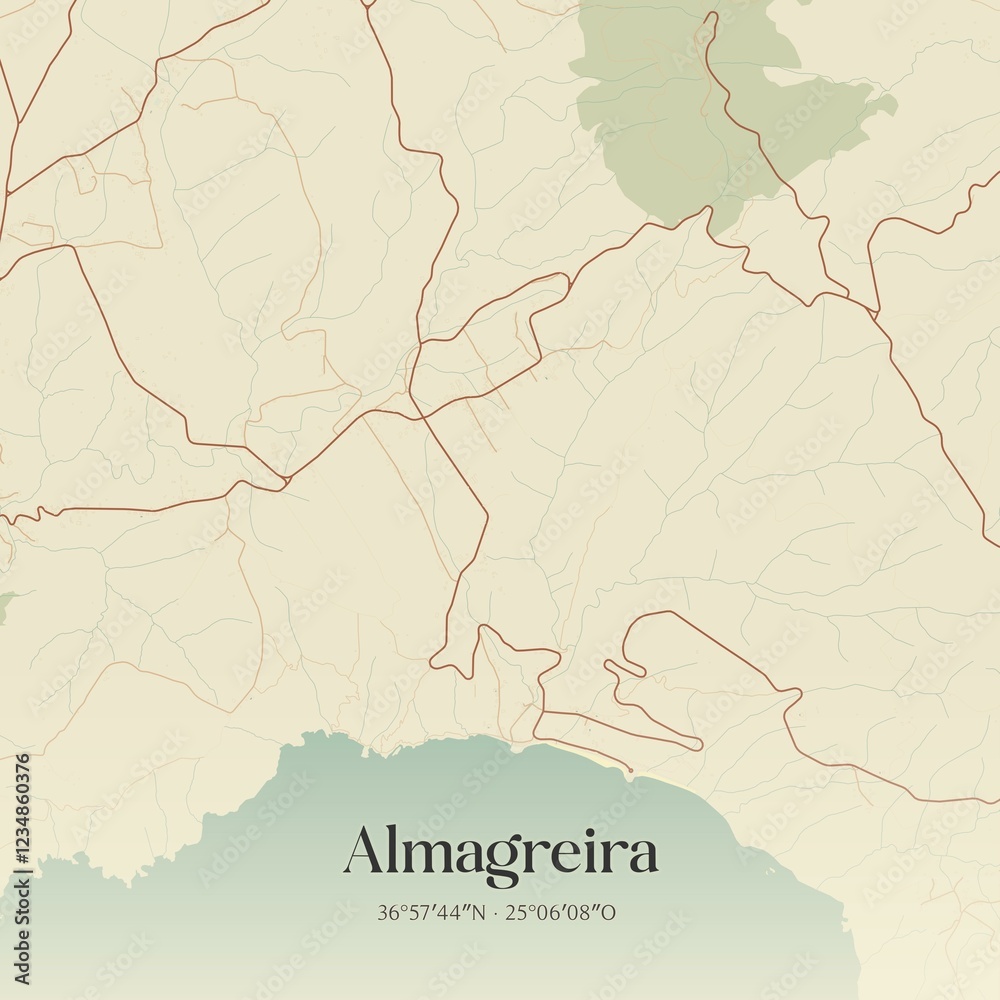 Fototapeta premium Vintage map of Almagreira, Portugal. 