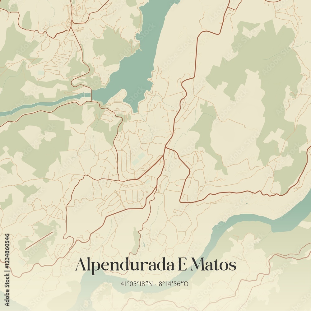 Obraz premium Vintage map of Alpendurada E Matos, Portugal. 