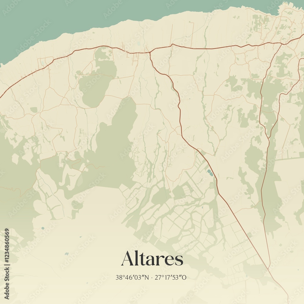 Obraz premium Vintage map of Altares, Portugal. 