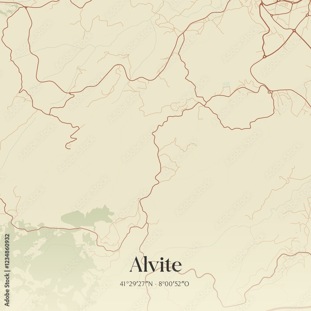 Fototapeta premium Vintage map of Alvite, Portugal.