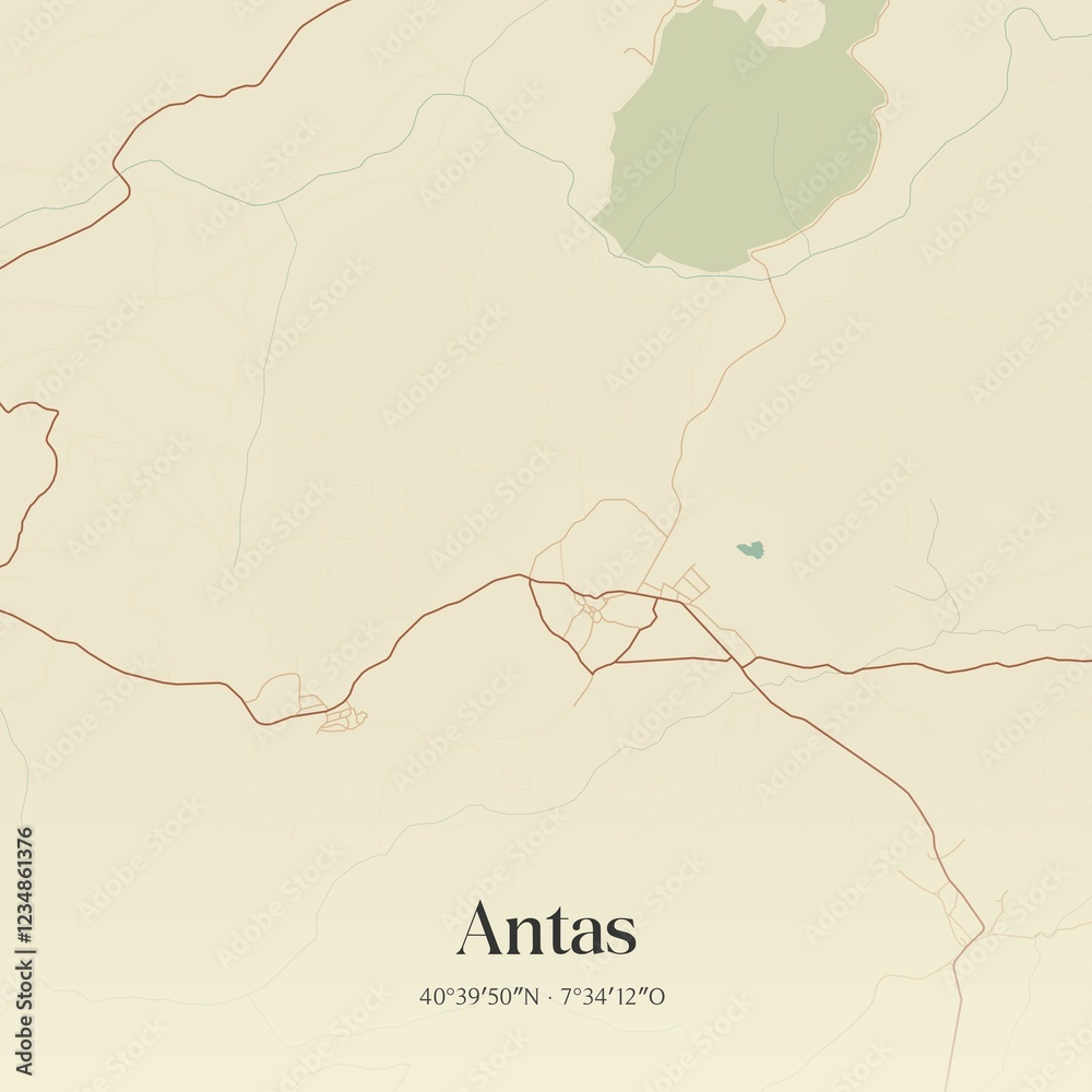 Fototapeta premium Vintage map of Antas, Portugal. 