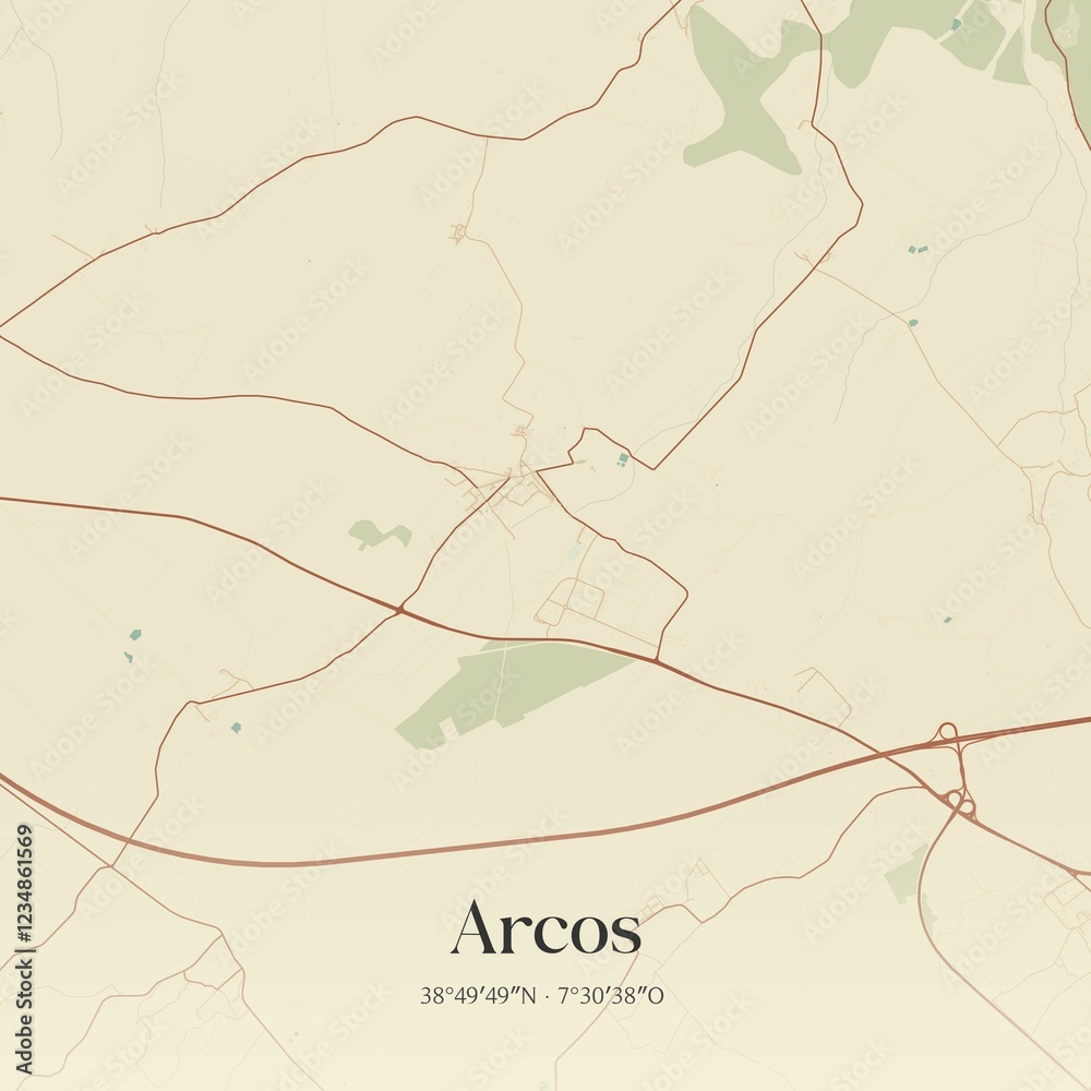 Obraz premium Vintage map of Arcos, Portugal.