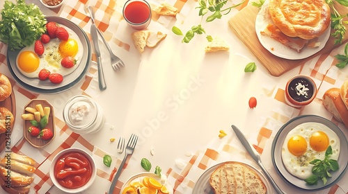 Wallpaper Mural Table top of big fresh breakfast Torontodigital.ca