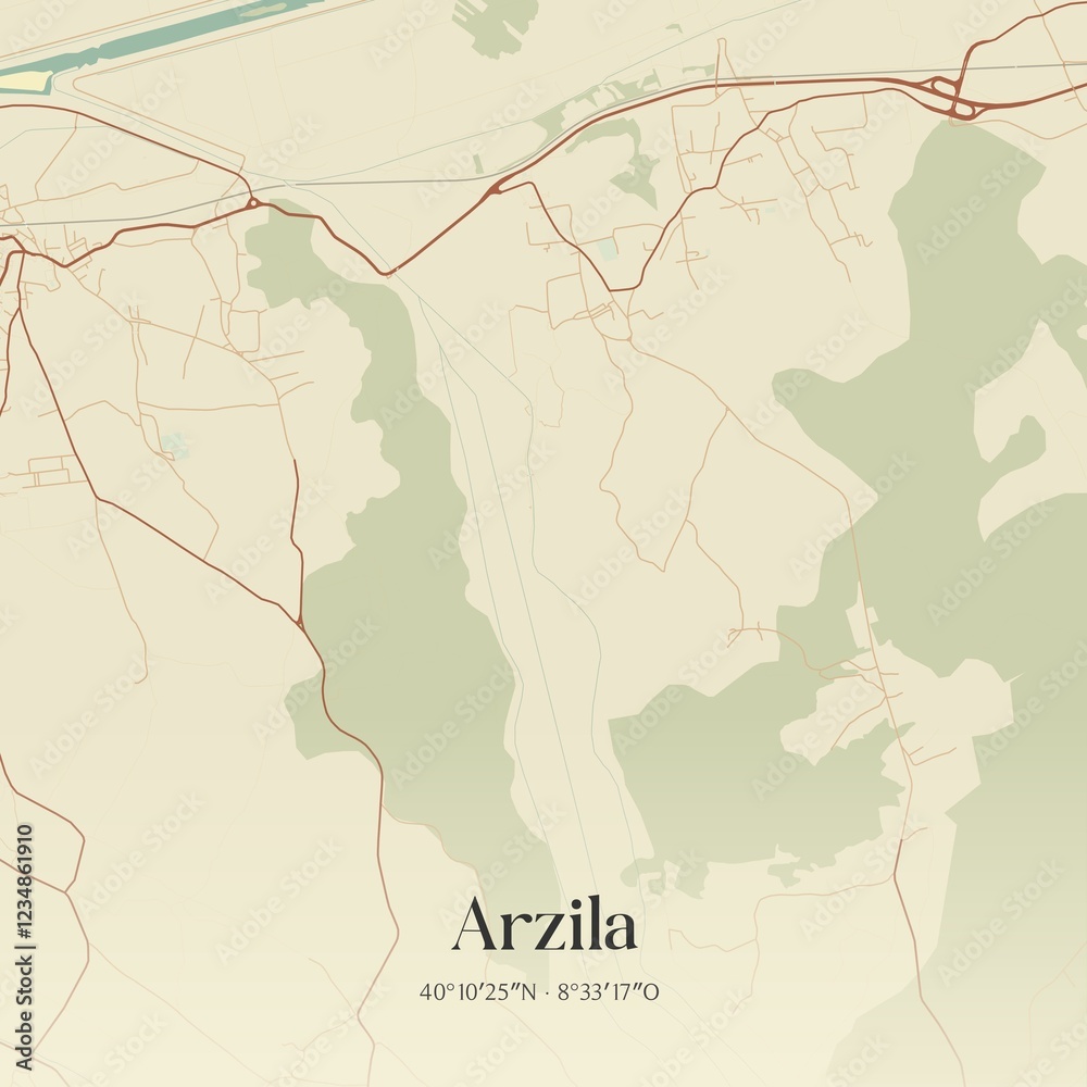 Obraz premium Vintage map of Arzila, Portugal. 