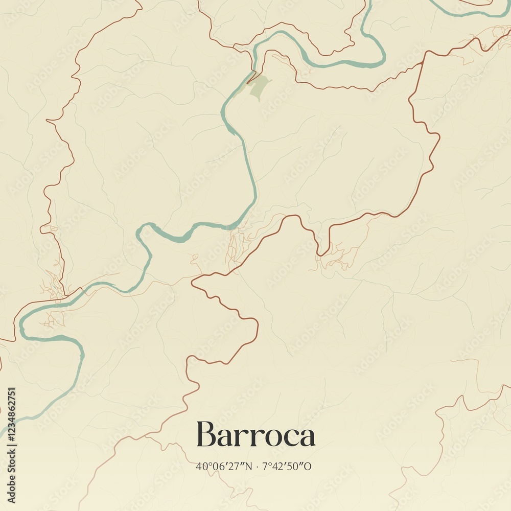 Obraz premium Vintage map of Barroca, Portugal. 