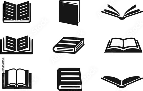 Book icons set isolated on transparent background. Literature book icons collection. Textbook icons