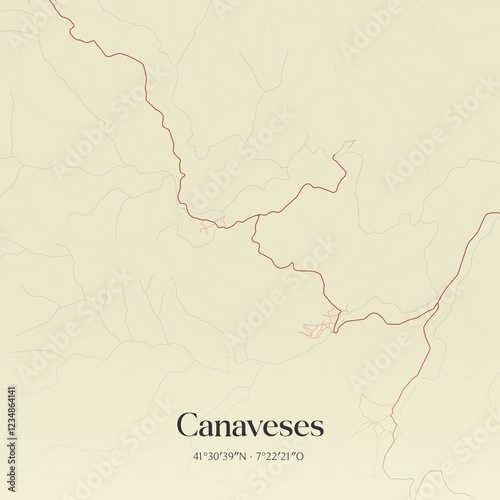 Fototapeta Naklejka Na Ścianę i Meble -  Vintage map of Canaveses, Portugal. 