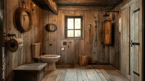 Rustic toilet room interior design photo