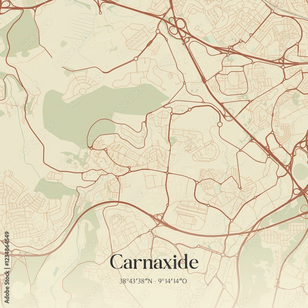 Obraz premium Vintage map of Carnaxide, Portugal.