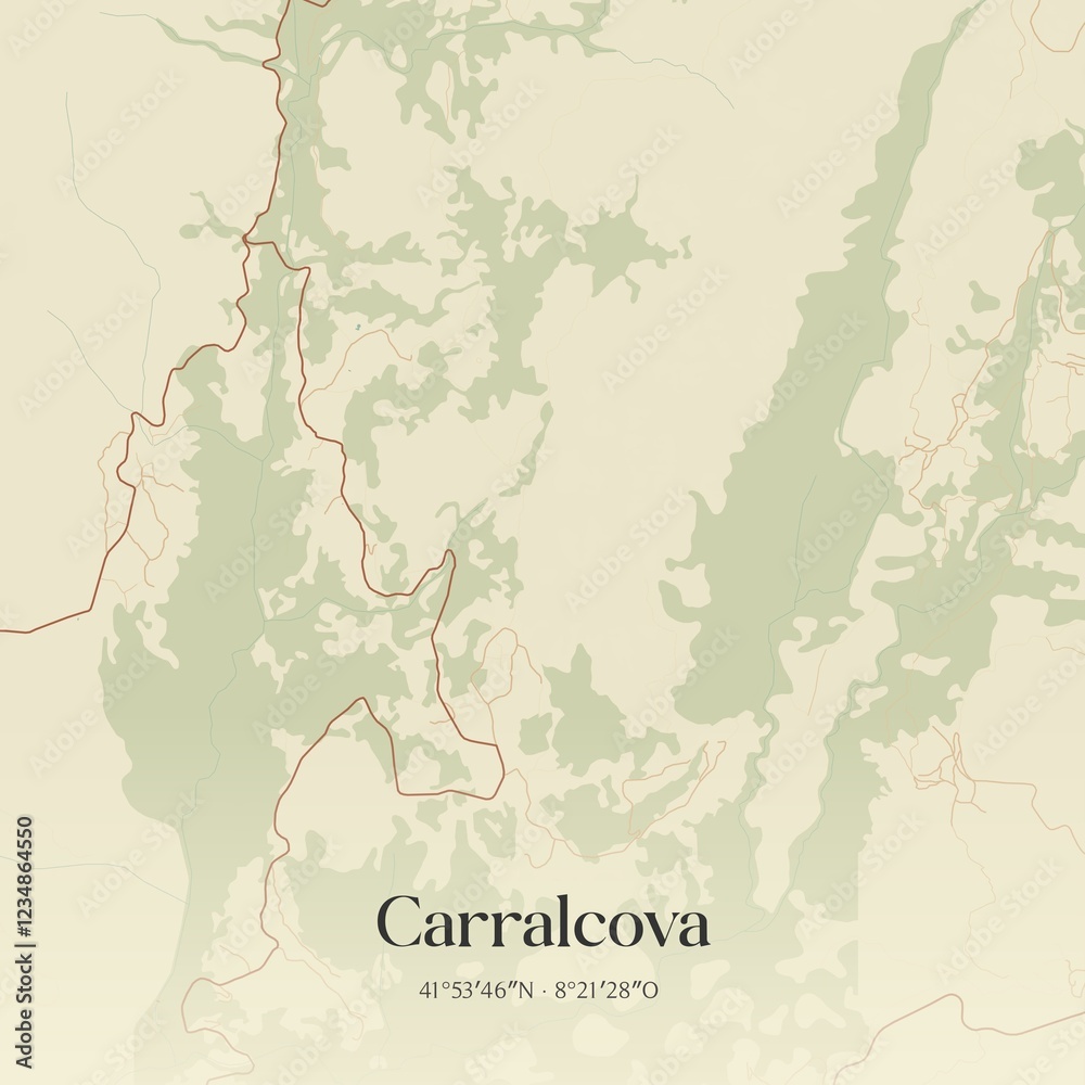 Obraz premium Vintage map of Carralcova, Portugal. 