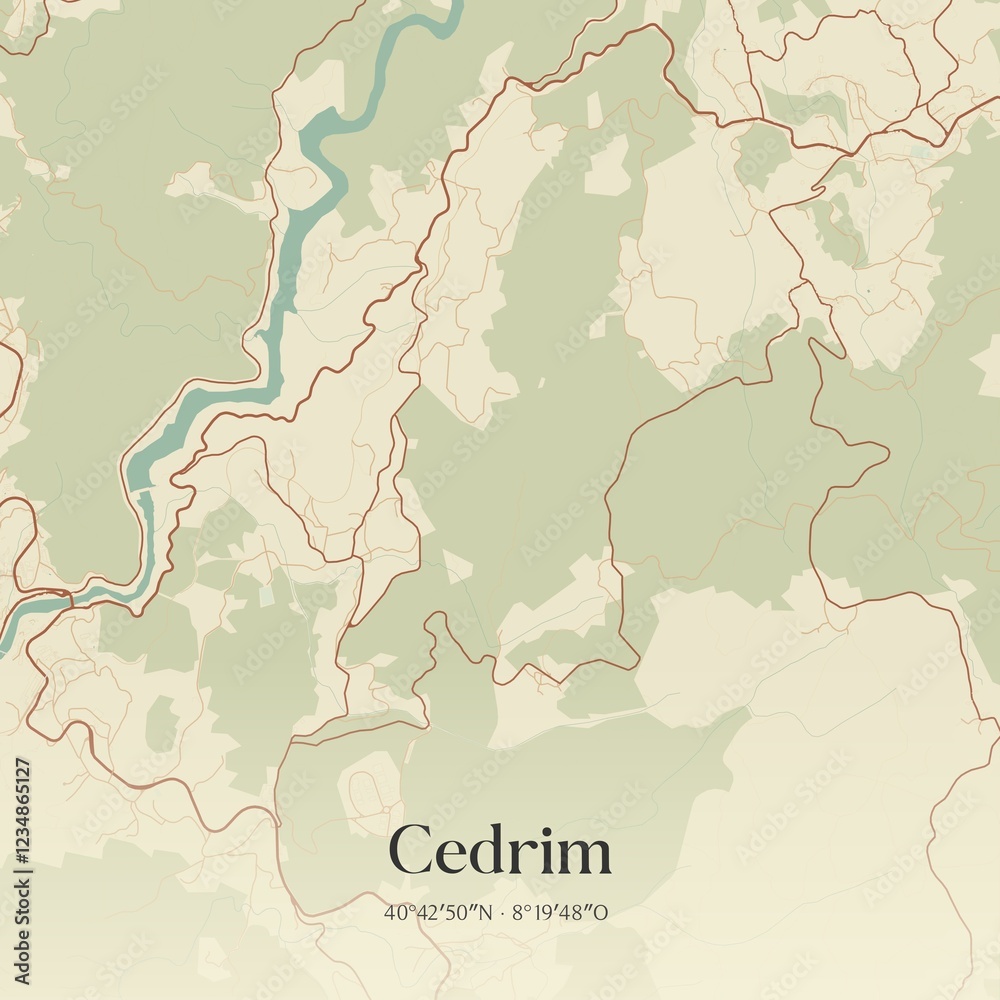 Obraz premium Vintage map of Cedrim, Portugal. 