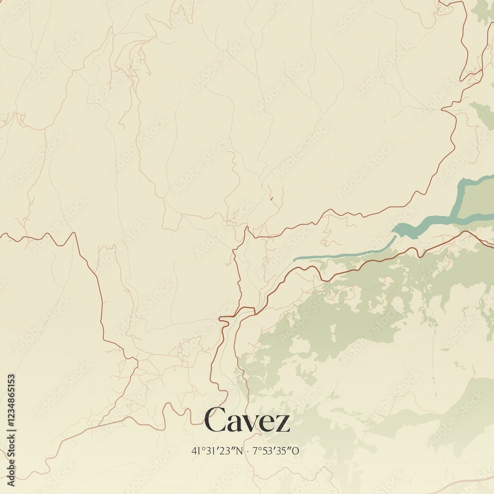 Obraz premium Vintage map of Cavez, Portugal. 