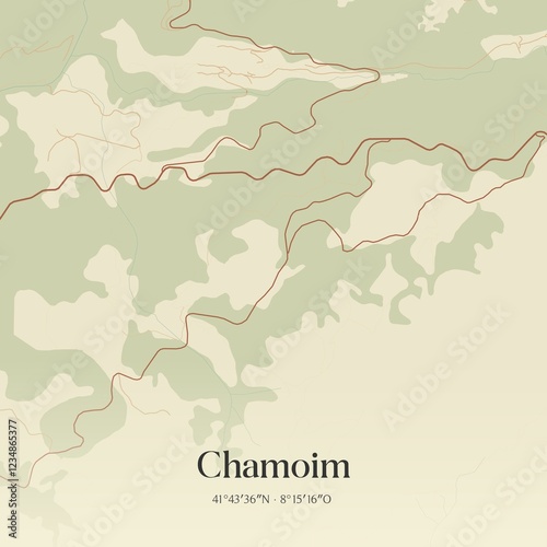 Vintage map of Chamoim, Portugal.  photo