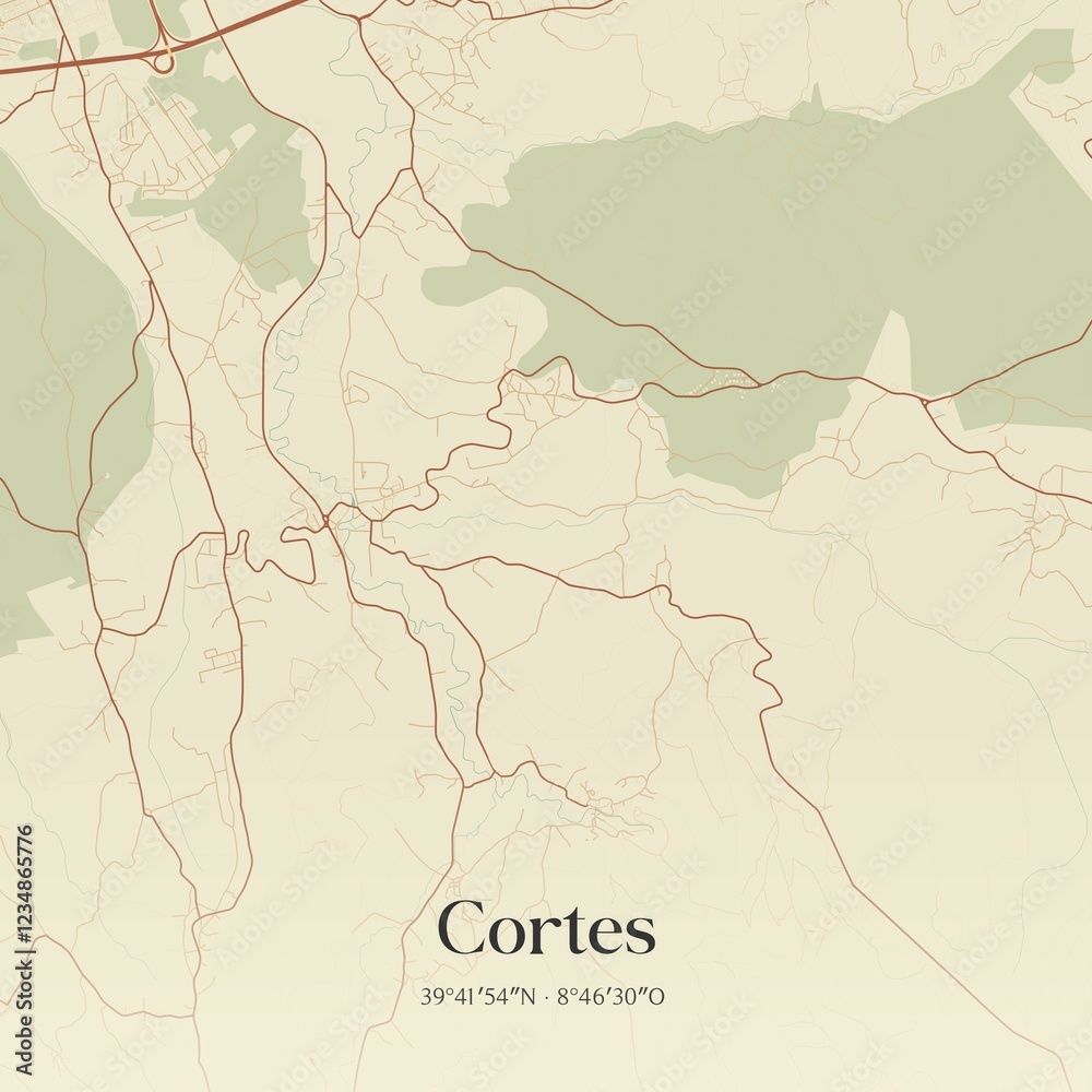 Fototapeta premium Vintage map of Cortes, Portugal. 