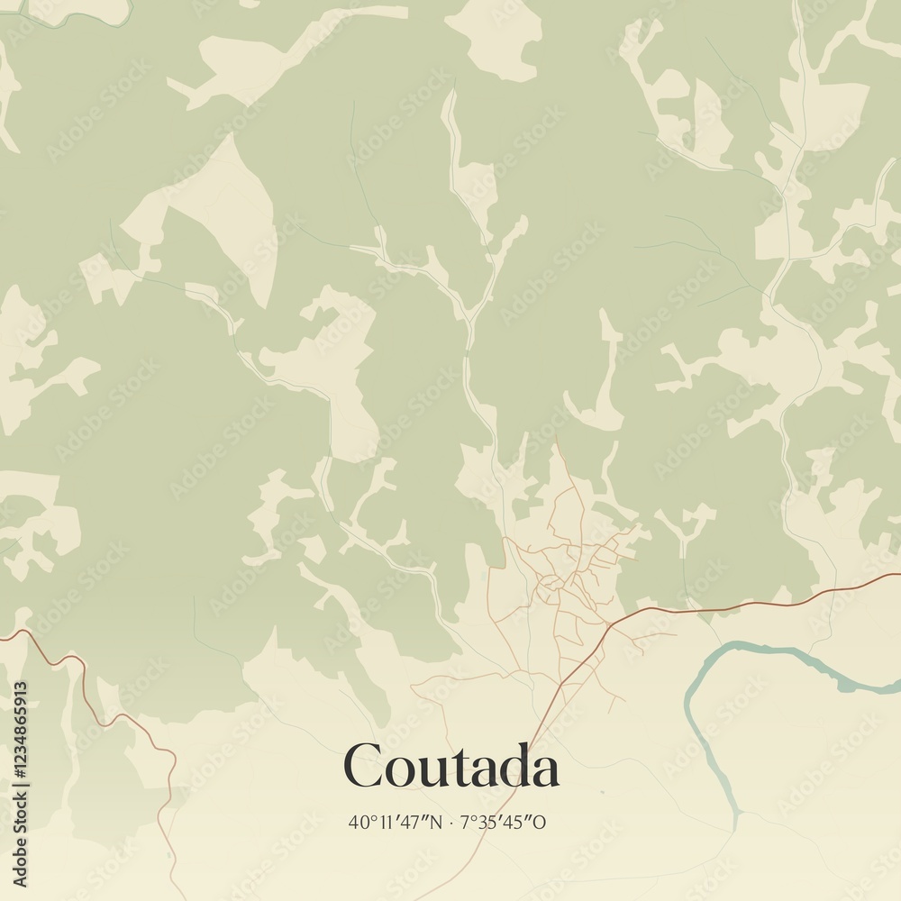 Obraz premium Vintage map of Coutada, Portugal. 