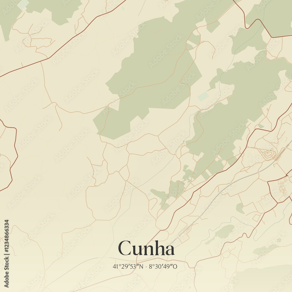 Fototapeta premium Vintage map of Cunha, Portugal.