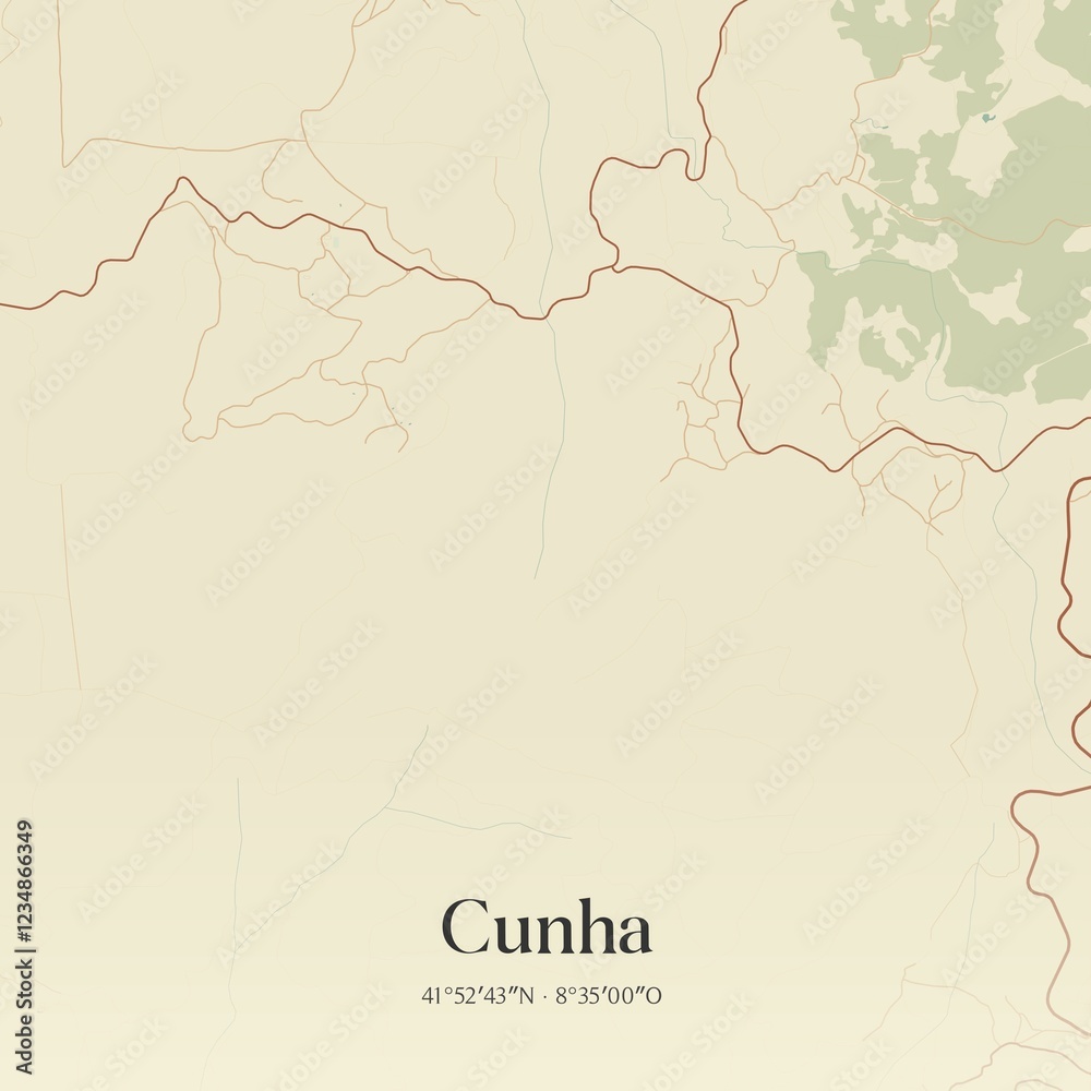 Fototapeta premium Vintage map of Cunha, Portugal. 