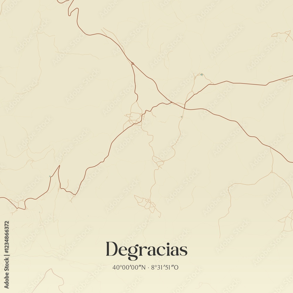 Fototapeta premium Vintage map of Degracias, Portugal. 