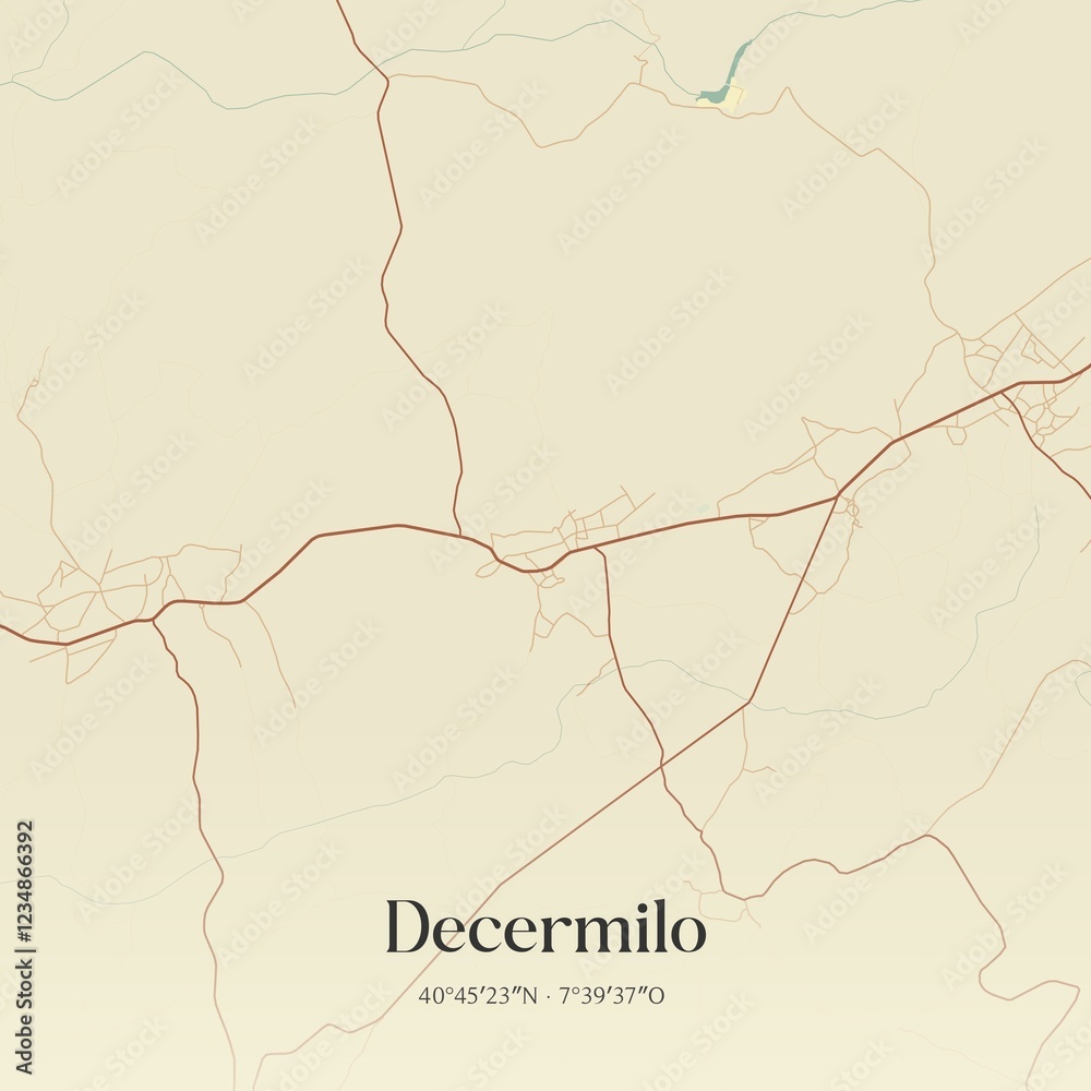 Fototapeta premium Vintage map of Decermilo, Portugal. 