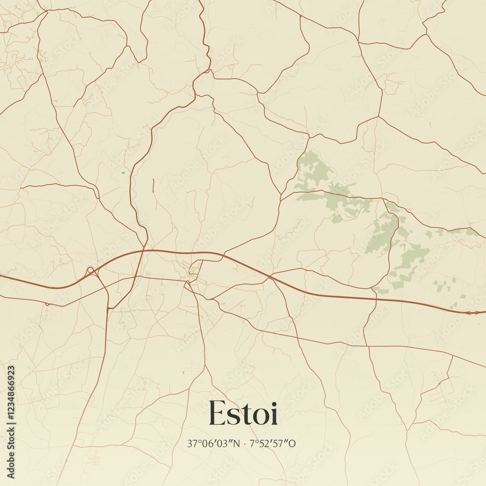 Obraz premium Vintage map of Estoi, Portugal. 