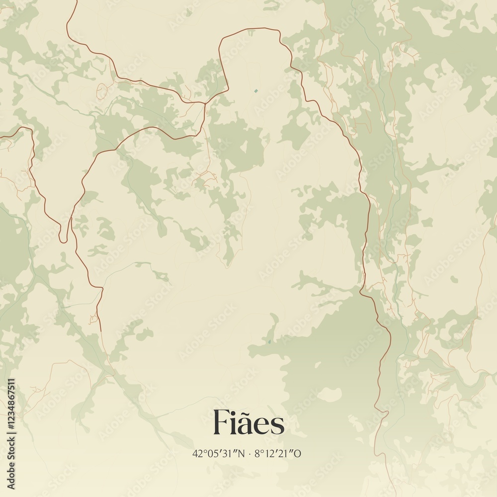 Obraz premium Vintage map of Fiães, Portugal.