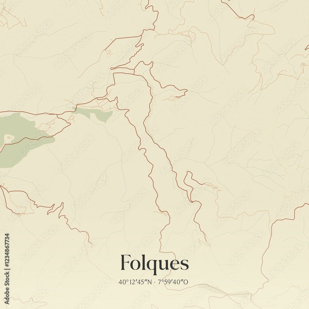 Fototapeta premium Vintage map of Folques, Portugal. 