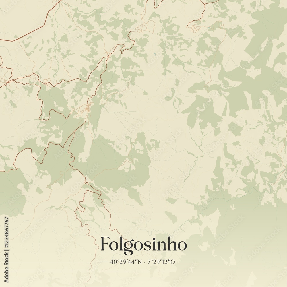 Obraz premium Vintage map of Folgosinho, Portugal. 