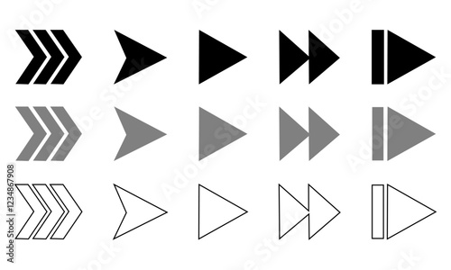 Set arrow icon. Collection different arrows sign. Black, gray, and outline vector arrows