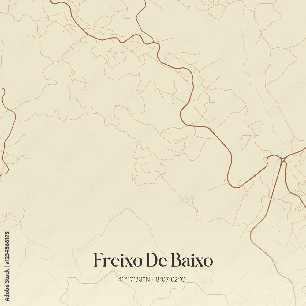 Naklejka premium Vintage map of Freixo De Baixo, Portugal. 