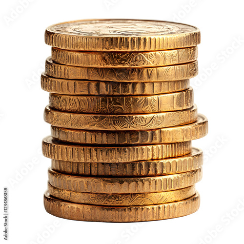 Stack of Gold Coins Close up Detailed Texture Currency Wealth Finance Investment photo