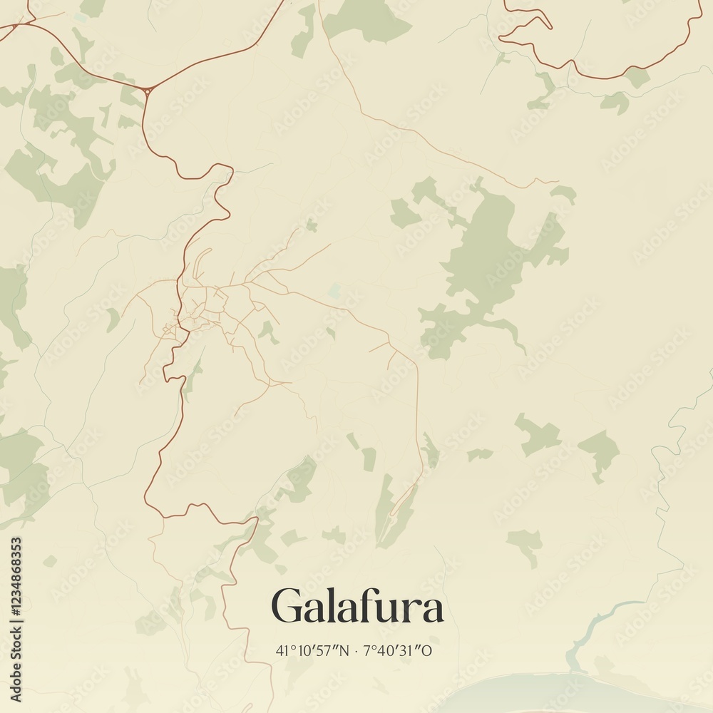 Fototapeta premium Vintage map of Galafura, Portugal.