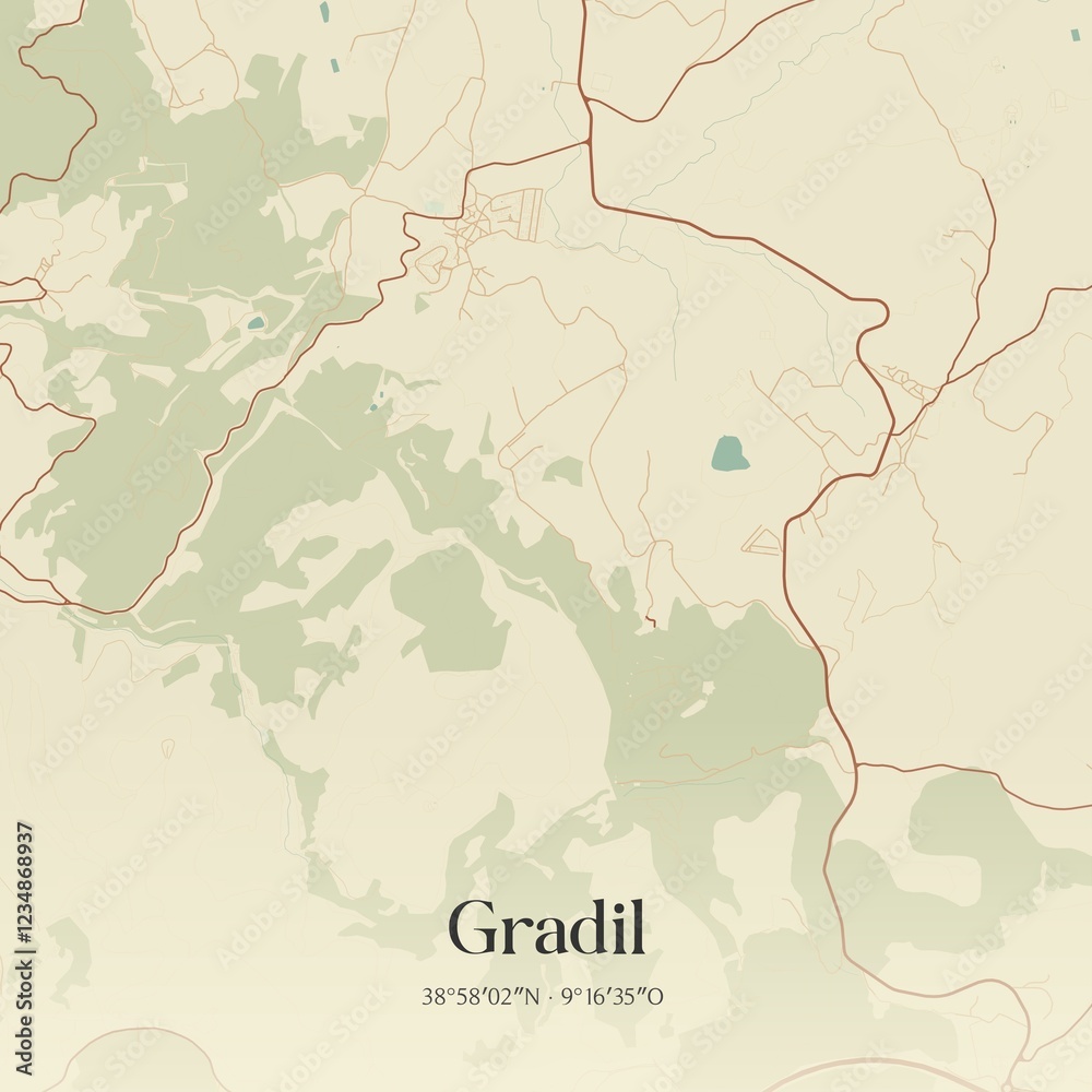 Obraz premium Vintage map of Gradil, Portugal. 