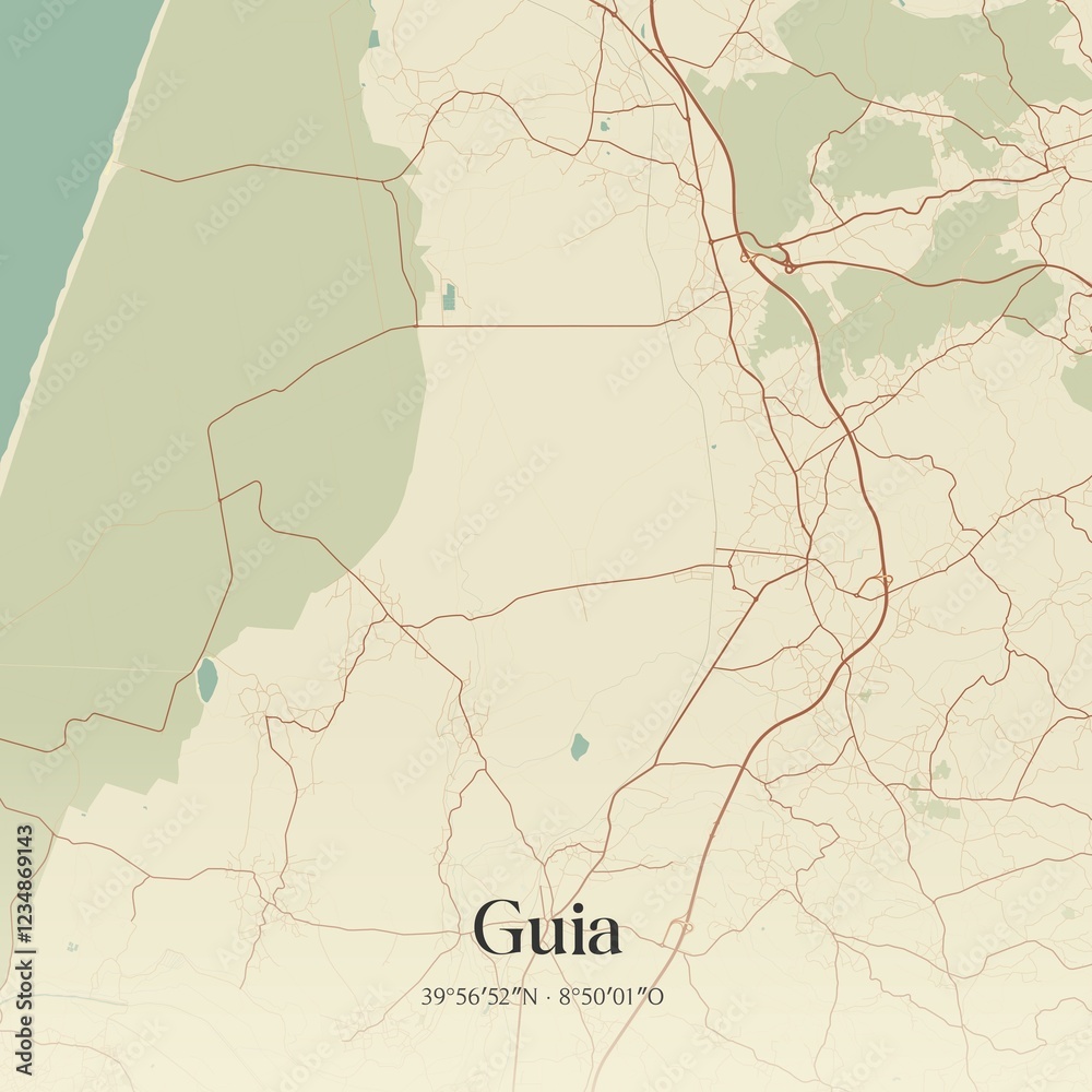 Obraz premium Vintage map of Guia, Portugal. 