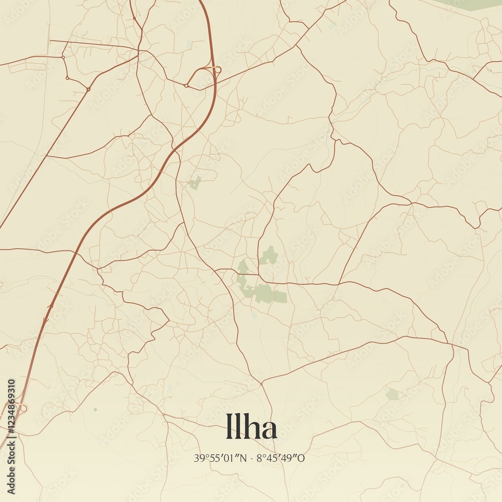 Fototapeta premium Vintage map of Ilha, Portugal. 