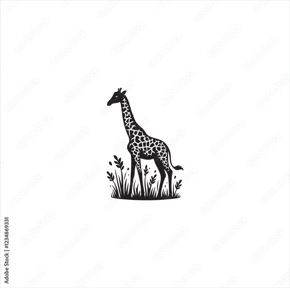 Fototapeta premium Black silhouette giraffe vector