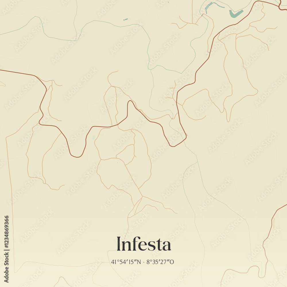 Obraz premium Vintage map of Infesta, Portugal. 