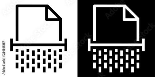 ofvs776 OutlineFilledVectorSign ofvs - document shredding vector icon . paper files destruction . particle cut . isolated transparent . black outline and filled version . AI 10 / EPS / PNG . g12122