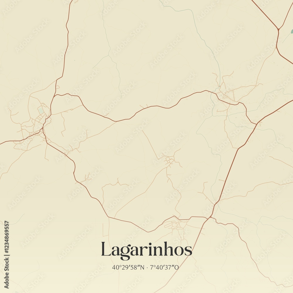 Obraz premium Vintage map of Lagarinhos, Portugal. 