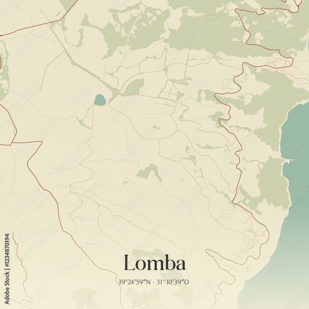 Obraz premium Vintage map of Lomba, Portugal. 