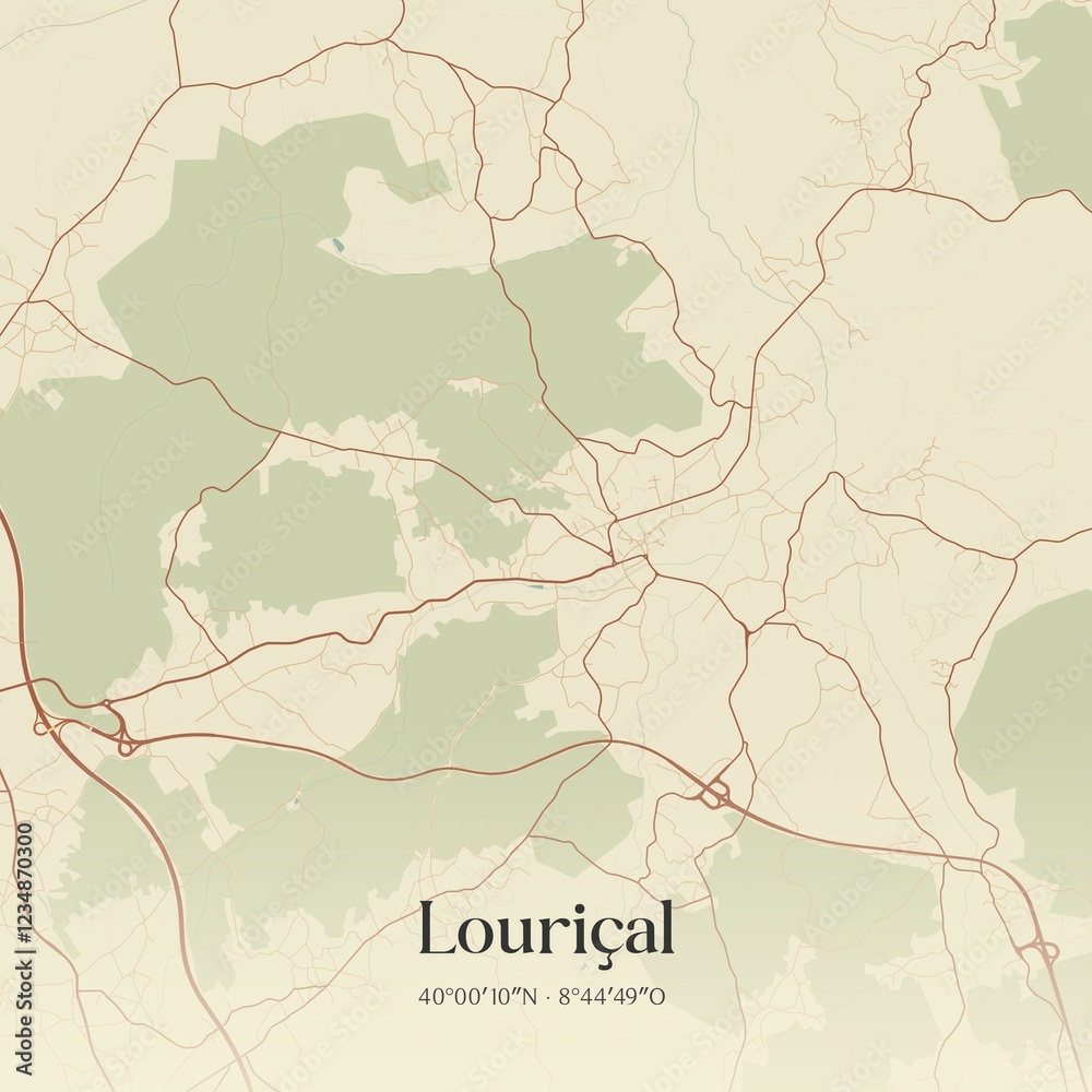 Fototapeta premium Vintage map of Louri�al, Portugal. 