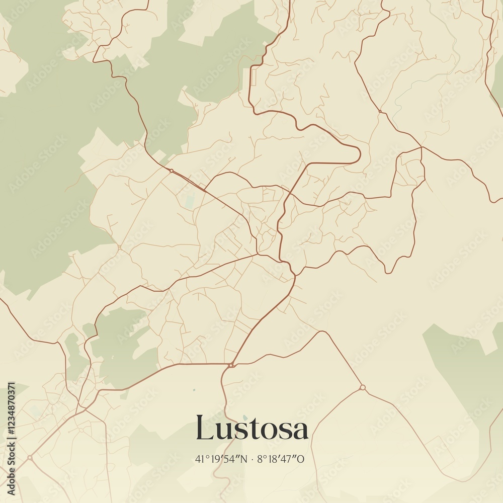 Fototapeta premium Vintage map of Lustosa, Portugal. 