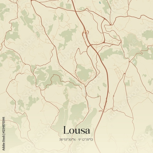 Vintage map of Lousa, Portugal.  photo