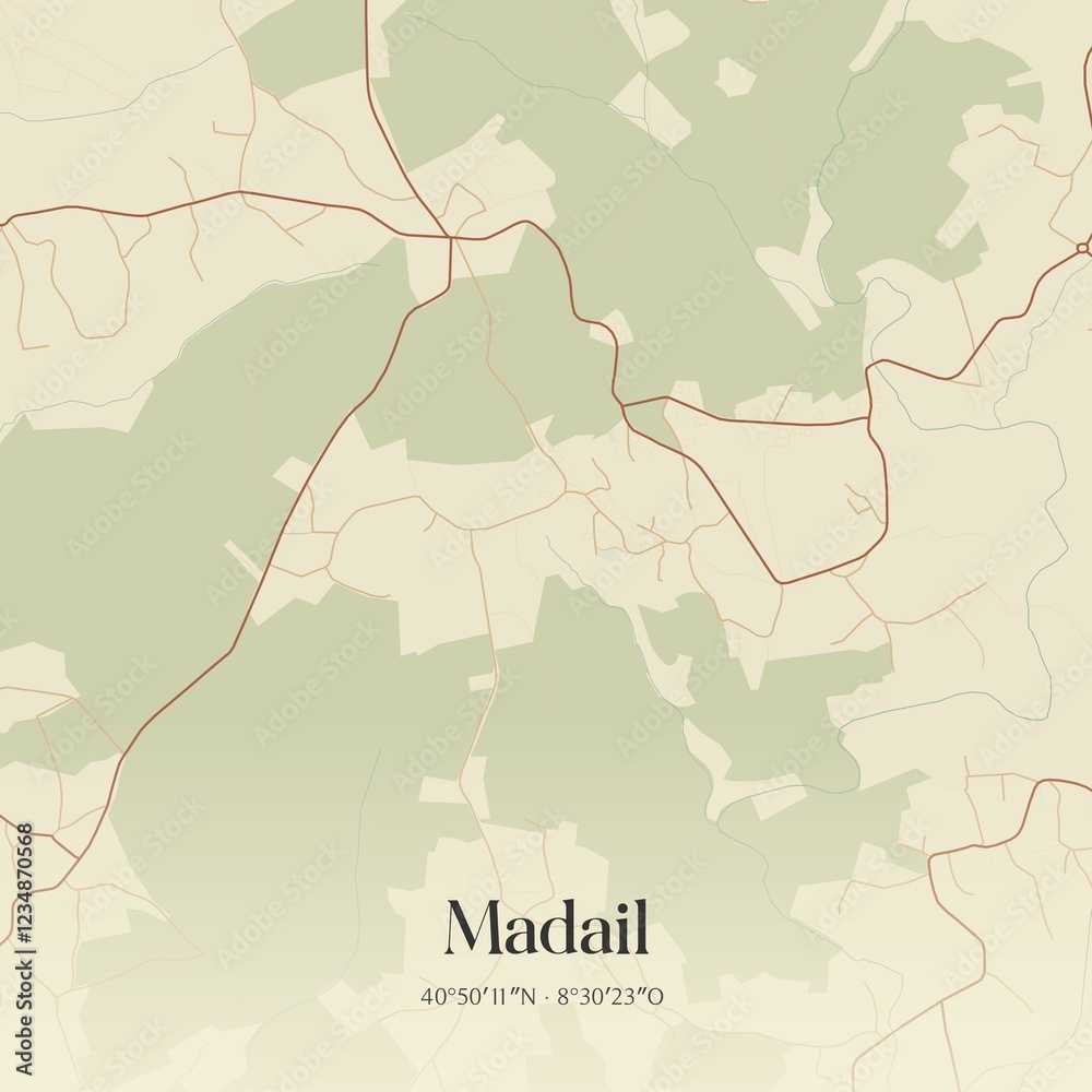 Fototapeta premium Vintage map of Madail, Portugal. 